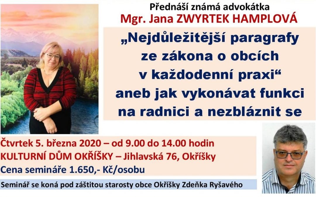 „Nejdůležitější paragrafy ze zákona o obcích v každodenní praxi“ aneb jak vykonávat funkci na radnici a nezbláznit se